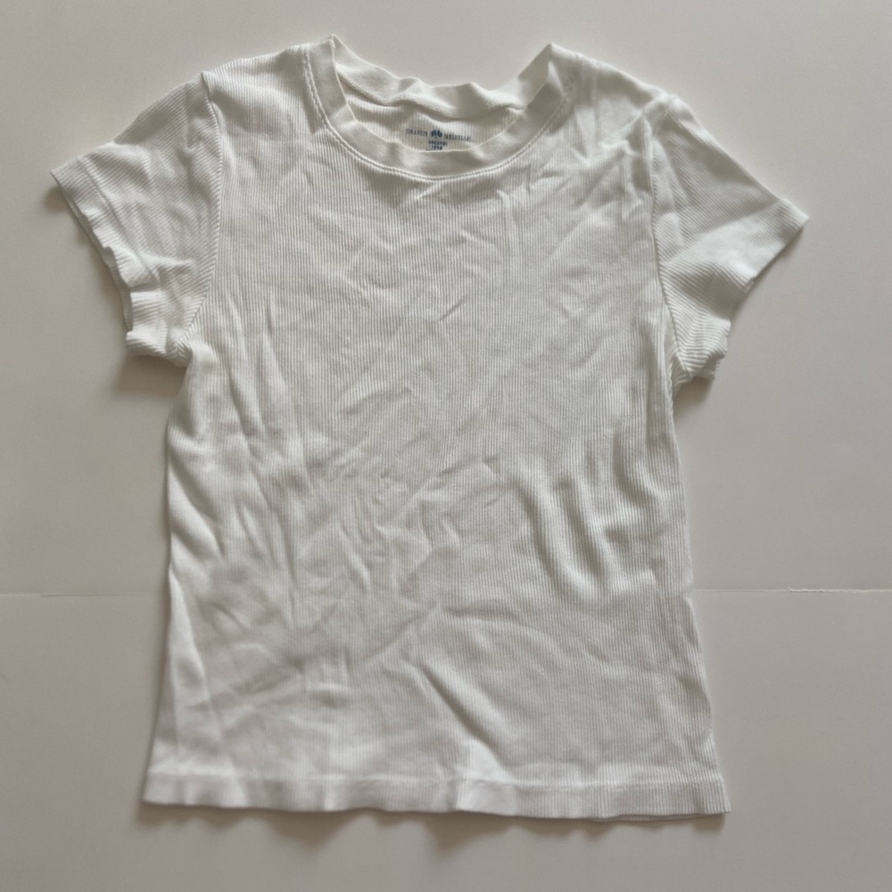 Brandy Melville John Galt Ribbed Baby Tee In White One Size 100% Cotton